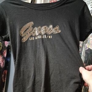 Guess Black and Gold Graphic Tee